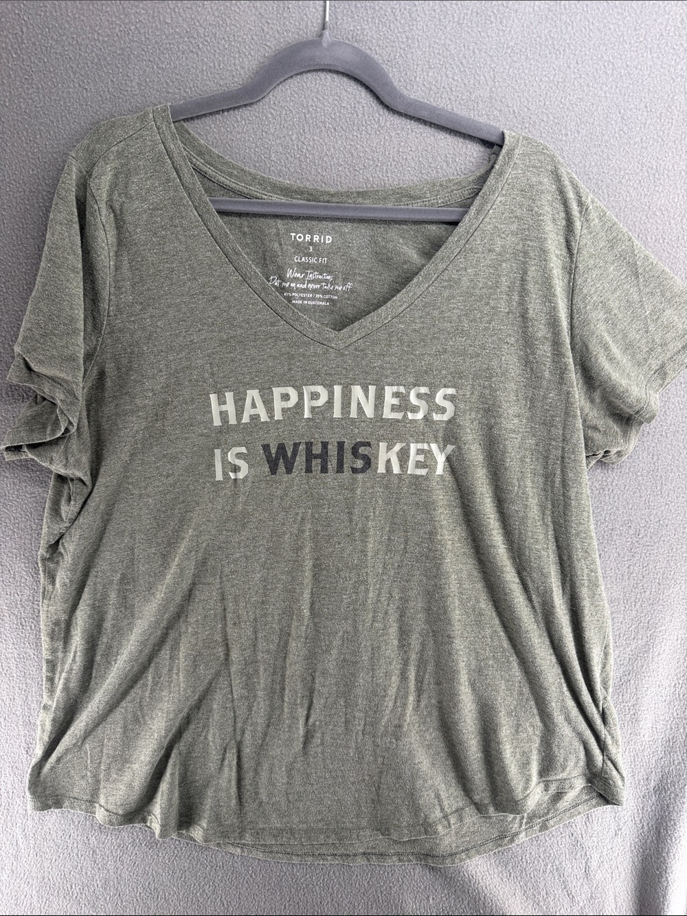 torrid Olive Green 'Happiness Is Whiskey' V-Neck Graphic Tee A16